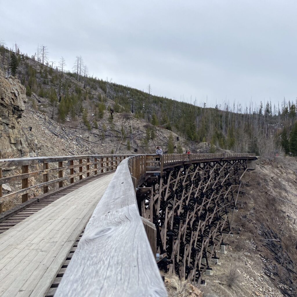 An old train trestle on the Myra Canyon Trestle Hike in Kelowna, BC 