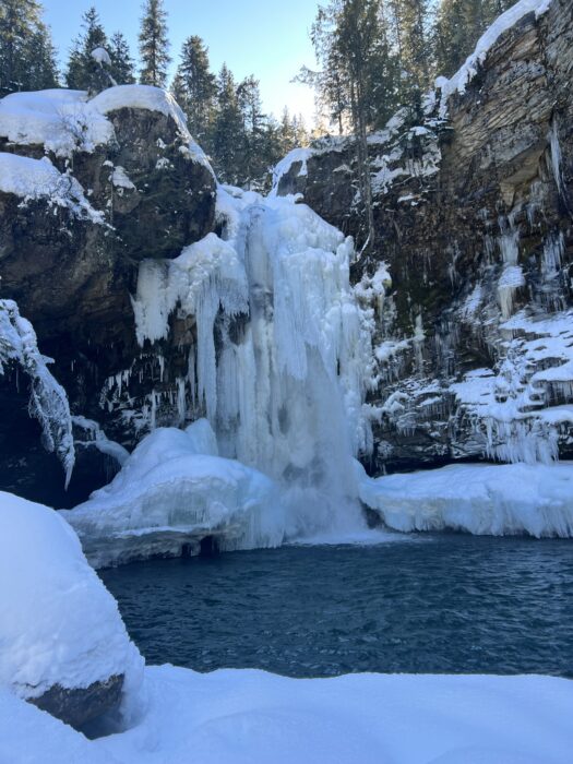 A frozen Sutherland Falls in the winter. 