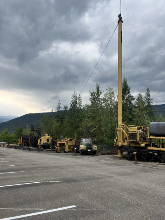 A variety of machinery in a parking lot