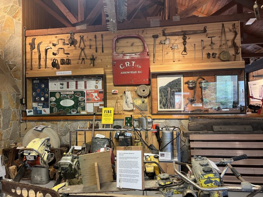 A wall of tools inside the BC Interior Forestry Museum