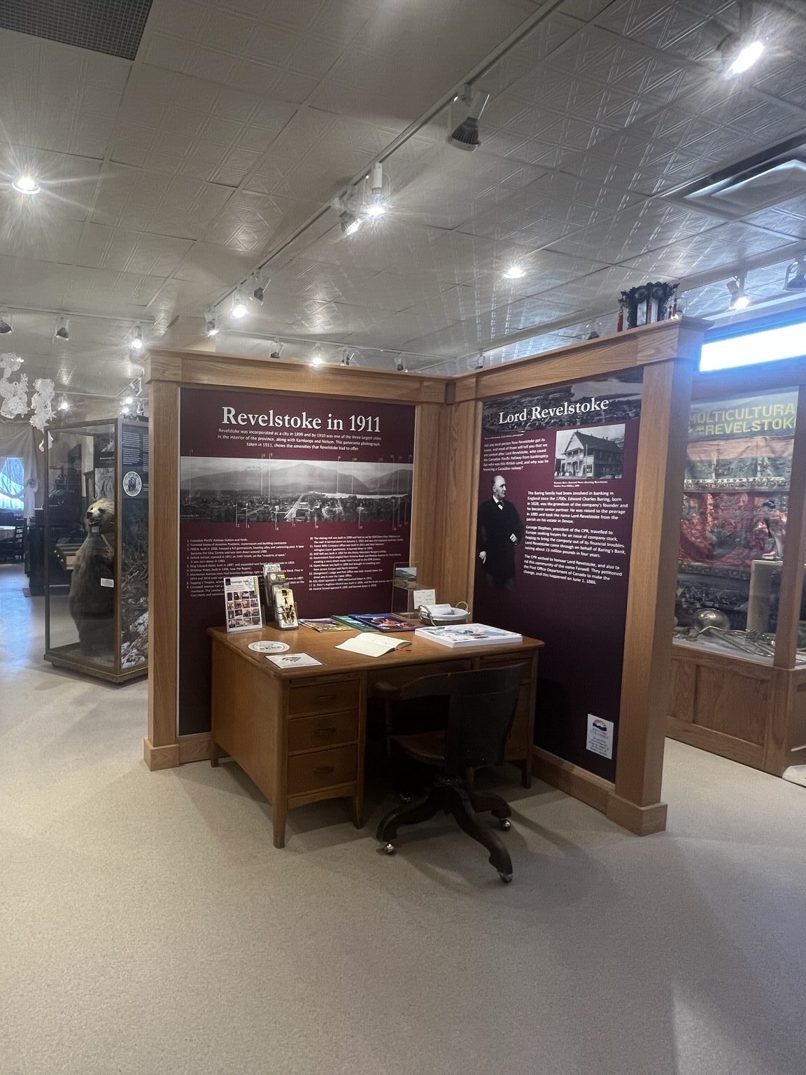 An exhibit in the Revelstoke Museum, with information on "Revelstoke in 1911"