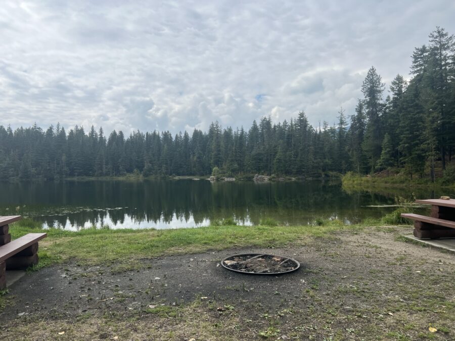 The beach/picnic area at Echo Lake Recreation Site near Revelstoke, BC