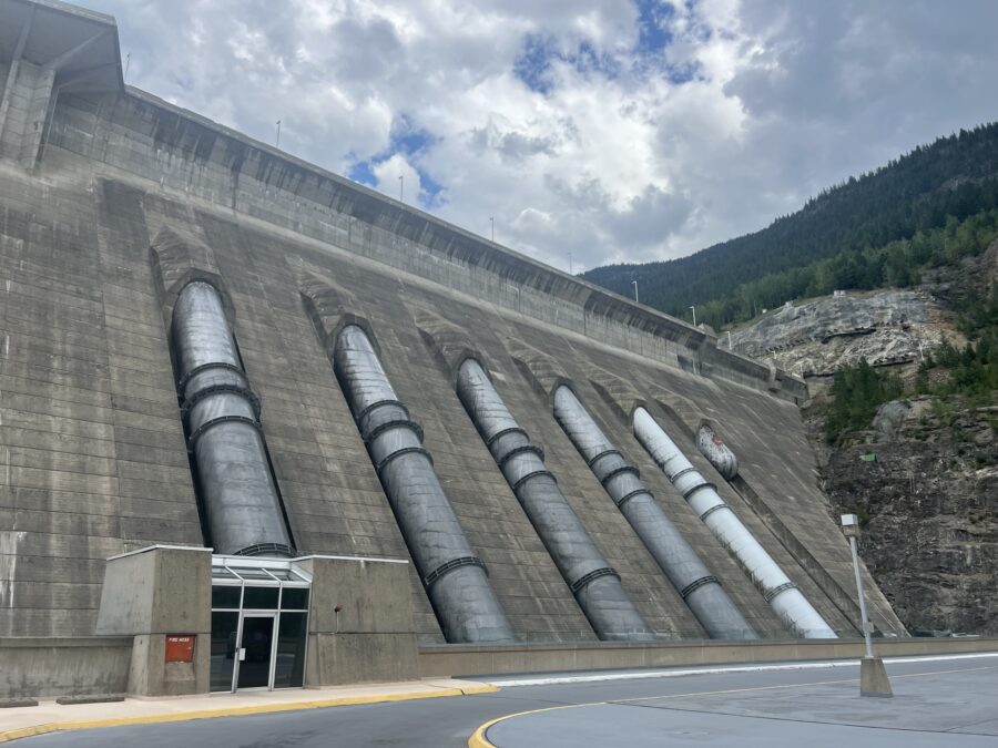 The Revelstoke Dam viewed from the front