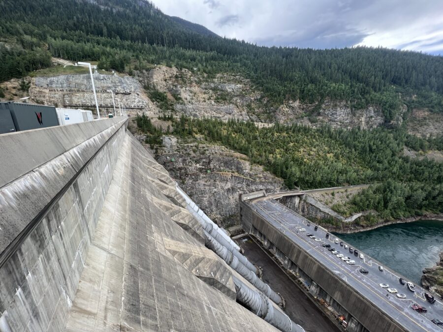 The Revelstoke dam viewed from on top of it