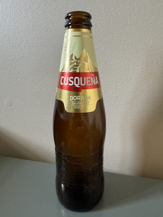 A bottle of Cuscquena Beer - Dorada