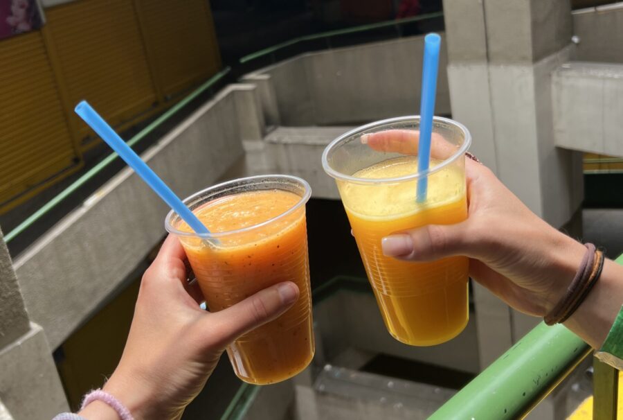 Two fresh fruit juices