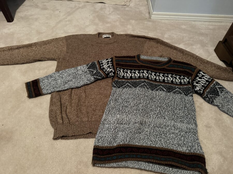 Two alpaca wool sweaters from Peru