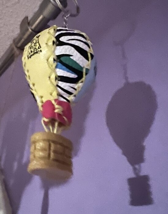 A miniature hot air balloon